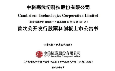 国内首家芯片“独角兽”公司「寒武纪」将于7月20日在科创板上市
